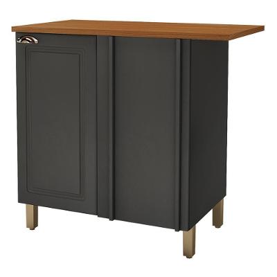 Balcão Canto Reto Firenze 96cm 1 Porta Chumbo Com Tampo Mdf - Indékes Chumbo