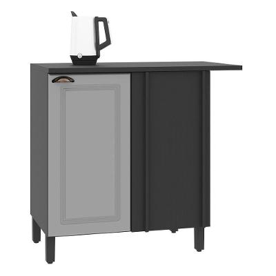 Balcão Canto Reto Firenze 96cm 1 Porta Chumbo-titânio Com Tampo Mdf - Indékes Chumbo-titânio