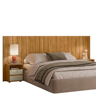 Cabeceira Casal Extensível Frida Com Mesas De Cabeceira Cumaru-opala - Madetec Cumaru-opala