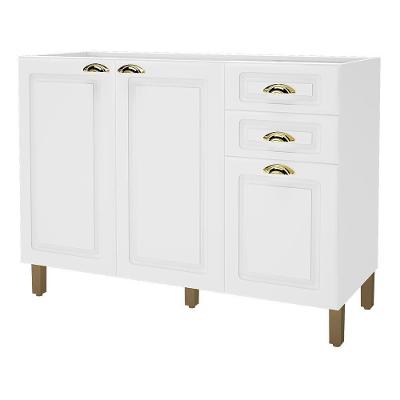 Balcão De Cozinha Firenze 120cm 3 Portas E 2 Gavetas Branco Sem Tampo - Indékes Branco