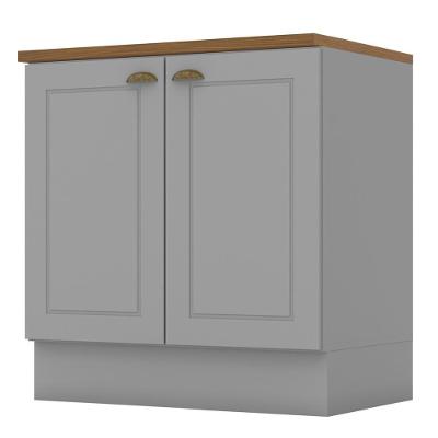 Balcão 2 Portas 80cm Americana Cinza Com Tampo Cooktop Nature - Móveis Henn Cinza-nature
