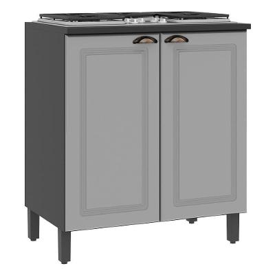 Balcão De Cozinha Cooktop Firenze 80cm 2 Portas Chumbo-titânio Com Tampo Mdf - Indékes Chumbo-titânio