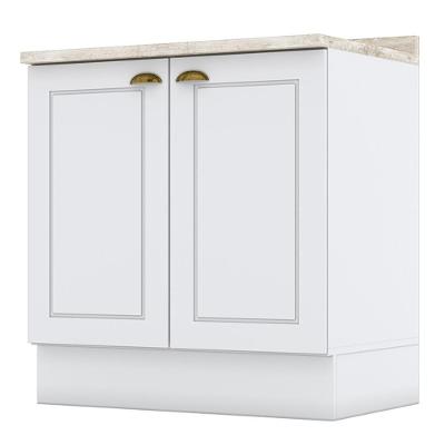Balcão 2 Portas 80cm Americana Branco Com Tampo Calcare - Móveis Henn Branco-calcare