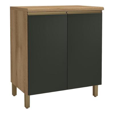 Balcão De Cozinha Dinamarca 80cm 2 Portas Castani-chumbo Com Tampo Mdp - Indékes Castani-chumbo