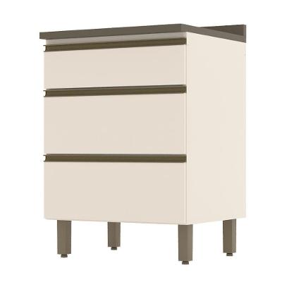 Balcão 3 Gavetas 60cm Off White-duna Com Tampo Connect - Móveis Henn Off White-duna