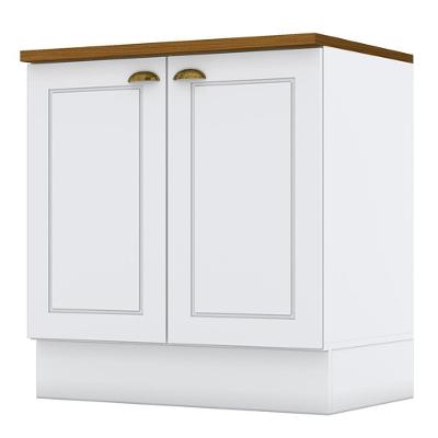 Balcão 2 Portas 80cm Americana Branco Com Tampo Cooktop Nature - Móveis Henn Branco-nature