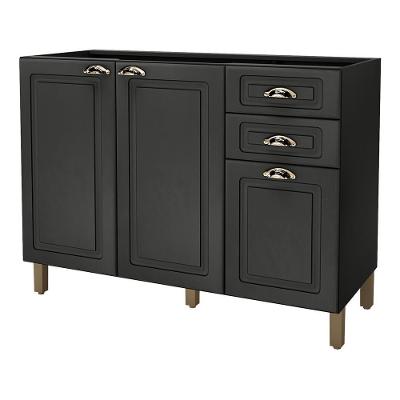 Balcão De Cozinha Firenze 120cm 3 Portas E 2 Gavetas Chumbo Sem Tampo - Indékes Chumbo