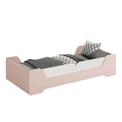 Cama Evolutiva Zaki Rosa Fosco, Proteção Lateral Lisa E Colchão D20 - Reller Móveis Rosa Fosco
