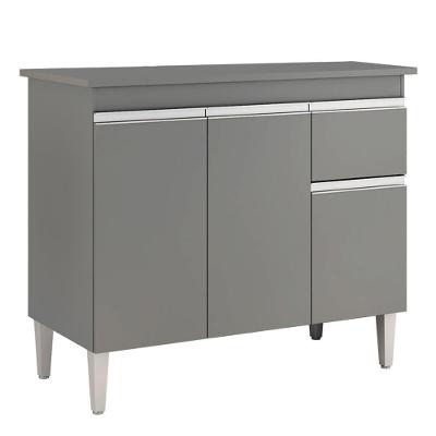Balcão De Cozinha Tatiane 95cm Cinza Com Tampo Mdp - Ajl Móveis Cinza