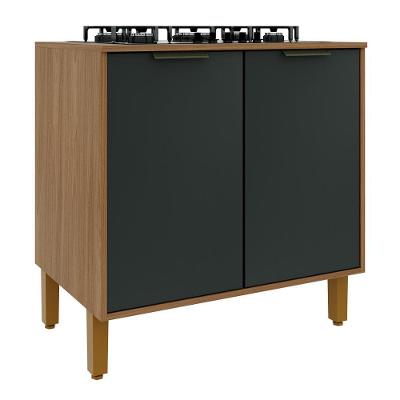 Balcão Para Cooktop Toronto 80cm 2 Portas Freijó-chumbo Com Tampo Mdp - Indékes Freijó-chumbo