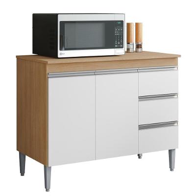 Balcão Pia Andréia 100cm Amêndoa-branco Com Tampo Mdp - Ajl Móveis Amêndoa-branco