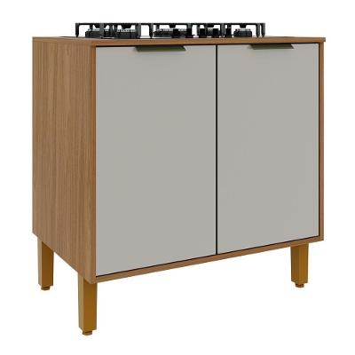 Balcão Para Cooktop Toronto 80cm 2 Portas Freijó-off White Com Tampo Mdp - Indékes Freijó-off White