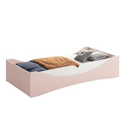 Cama Evolutiva Luna Rosa Fosco, Proteção Lateral Lisa E Colchão D33 - Reller Móveis Rosa Fosco