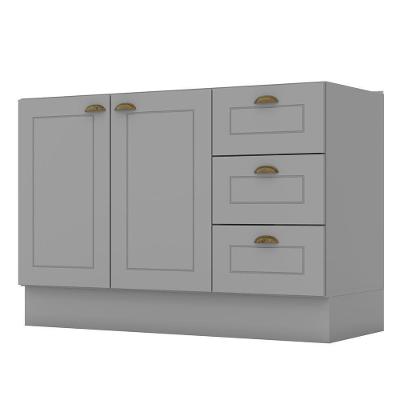 Balcão Pia 2 Portas E 3 Gavetas 120cm Americana Cinza - Móveis Henn Cinza