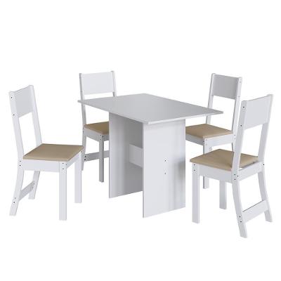 Mesa De Jantar Karla 108x68 Com Tampo Em Mdp E 4 Cadeiras Branco-bege - Indekés Branco-bege