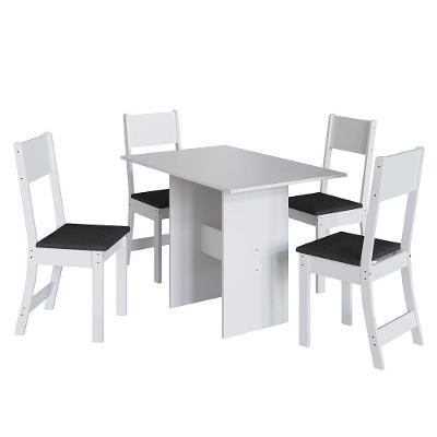 Mesa De Jantar Karla 108x68 Com Tampo Em Mdp E 4 Cadeiras Branco-preto - Indekés Branco-preto