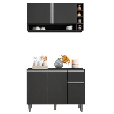 Balcão De Cozinha E Armário Aéreo Vanessa 105 Cm Cinza Ajl