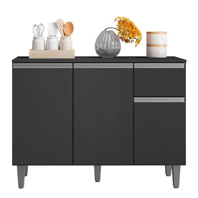 Balcão Com Tampo Vanessa 3 Portas 105 Cm Cinza Ajl