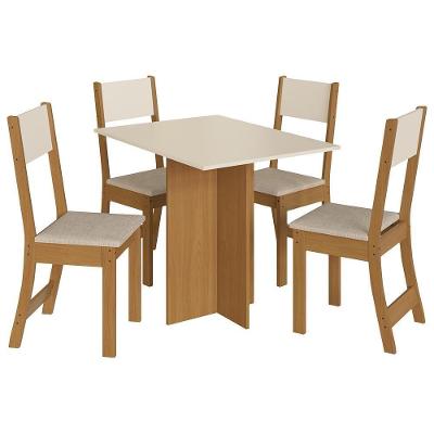 Mesa De Jantar Talita 91,8x68 Com Tampo Em Mdp E 4 Cadeiras Freijó-off White - Indekés Freijó-off White