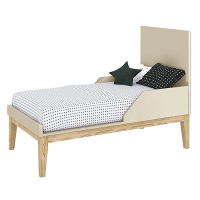 Jogo De Quarto Classic Guarda Roupa 3 Portas E Berço Areia Fosco Com Pés Madeira Natural - Reller Móveis Areia Fosco