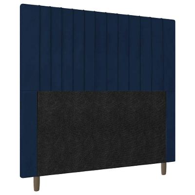Cabeceira Cama Box Casal Nala 140cm Veludo Azul Marinho
