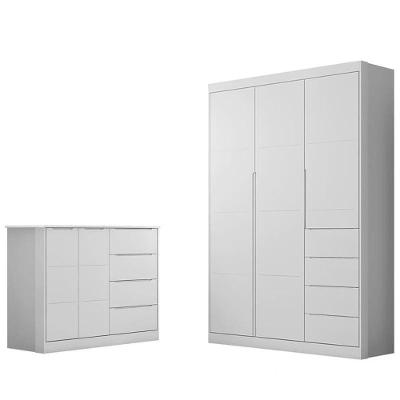 Jogo De Quarto Infantil Eloá Com Guarda Roupa E Cômoda Branco - Phoenix Baby Branco