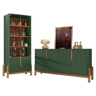 Sala De Jantar Lizz Com Cristaleira E Buffet Aparador 4 Portas Verde Oliva-cedro - Casa D Verde Oliva-cedro
