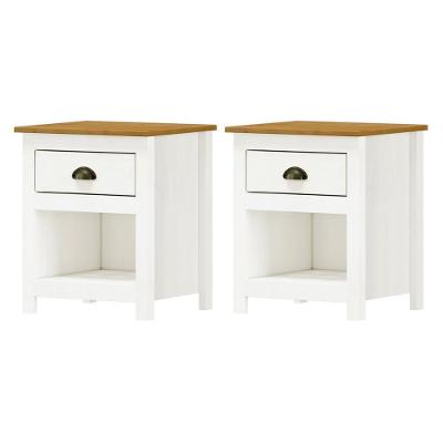 Kit 2 Mesas De Cabeceira Topázio 1 Gaveta Branco-freijó - Finestra Móveis Branco-freijó