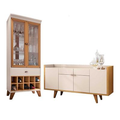 Sala De Jantar Com Cristaleira E Buffet Aparador Intense Cinamomo-off White - Pr Móveis Cinamomo-off White