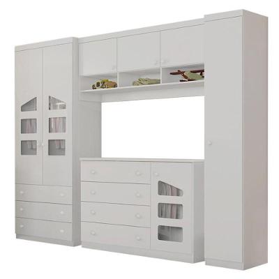 Quarto Modulado Infantil Eloisa 3 Portas, Ponte Aérea E Cômoda Branco - Phoenix Baby Branco