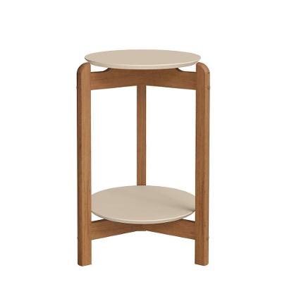 Mesa Lateral Lizz Redonda Off White-cedro - Casa D Off White-cedro