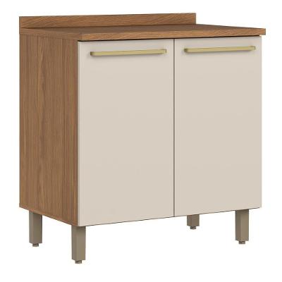 Balcão De Cozinha Requinte 80cm 2 Portas Nature-areia Com Tampo Mdp - Móveis Henn Nature-areia