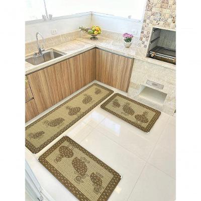 Jogo Tapete Cozinha Kit 3 Peças Sisal Antiderrapante Ks-75