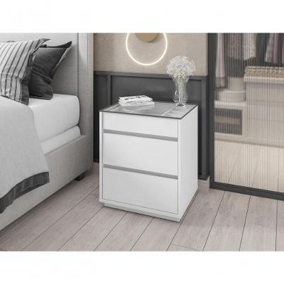Mesa De Cabeceira 3 Gavetas Porta Itens Belize Branco