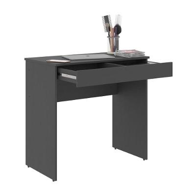 Mesa Escrivaninha Home Office Preto C/ Gaveta Porta Itens Com Divisória - Pleno