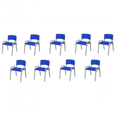 Kit 9 Cadeira Iso Infantil Creche, Escola Base Cinza Azul
