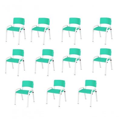 Kit 11 Cadeira Iso Infantil Creche, Escola Base Branco Verde água