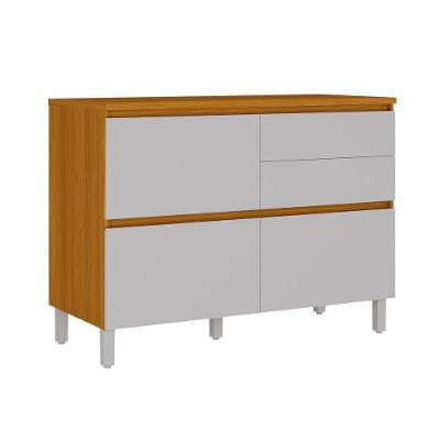 Balcão 1 Porta 4 Gavetas 120cm Com Tampo E Dobradiças Slow Motion Lumina - Itatiaia Cinamomo-fendi