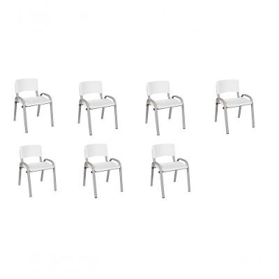 Kit 7 Cadeira Iso Infantil Creche, Escola Base Cinza Branco