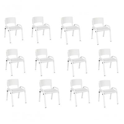 Kit 12 Cadeira Iso Infantil Creche, Escola Base Branco Branco