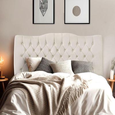 Cabeceira De Cama Box King 195 Cm Dunas - Veludo Bege Claro