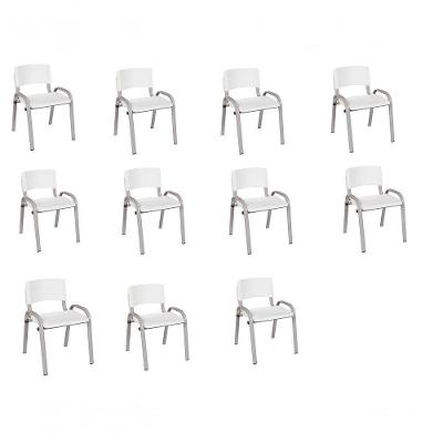 Kit 11 Cadeira Iso Infantil Creche, Escola Base Cinza Branco