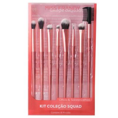 Kit 8 Pincéis Multifuncionais Aplicação Precisa E Acabamento Perfeito Linha Squad Miss Frandy