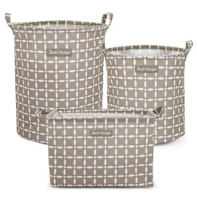 Kit 3 Cestos Multiuso Tecido 43l, 25l E 23l Bege Listrado