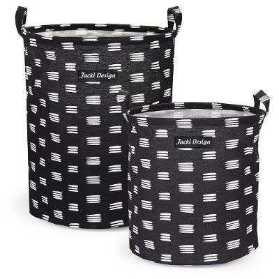 Kit 2 Cestos Multiuso Tecido 43l E 23l Preto Riscas