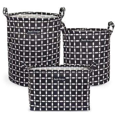 Kit 3 Cestos Multiuso Tecido 43l, 25l E 23l Preto Listado