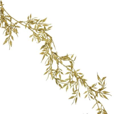 Galho Folhagem Ramificado Glitter Dourado Natal 1,75 Metros - Art Christmas
