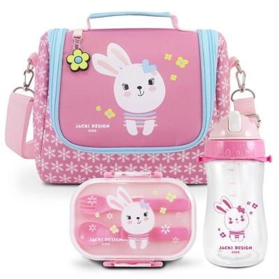 Conjunto Lancheira Térmica Com Garrafa 460ml E Pote P- Lanche De 2 Andares 400ml Rosa