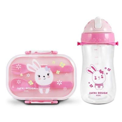 Conjunto Pote P- Lanche De 2 Andares E Garrafa Infantil 460ml - Jacki Design Rosa