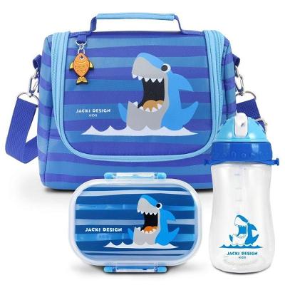 Conjunto Lancheira Térmica Com Garrafa 460ml E Pote P- Lanche De 2 Andares 400ml Azul